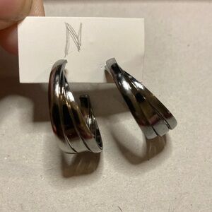 *BOGO FREE* Three connected silver hoop earrings